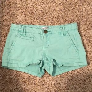 Express mint green short shorts